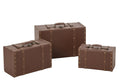J-Line Dozen met leerlook - MDF - bruin - set van 3