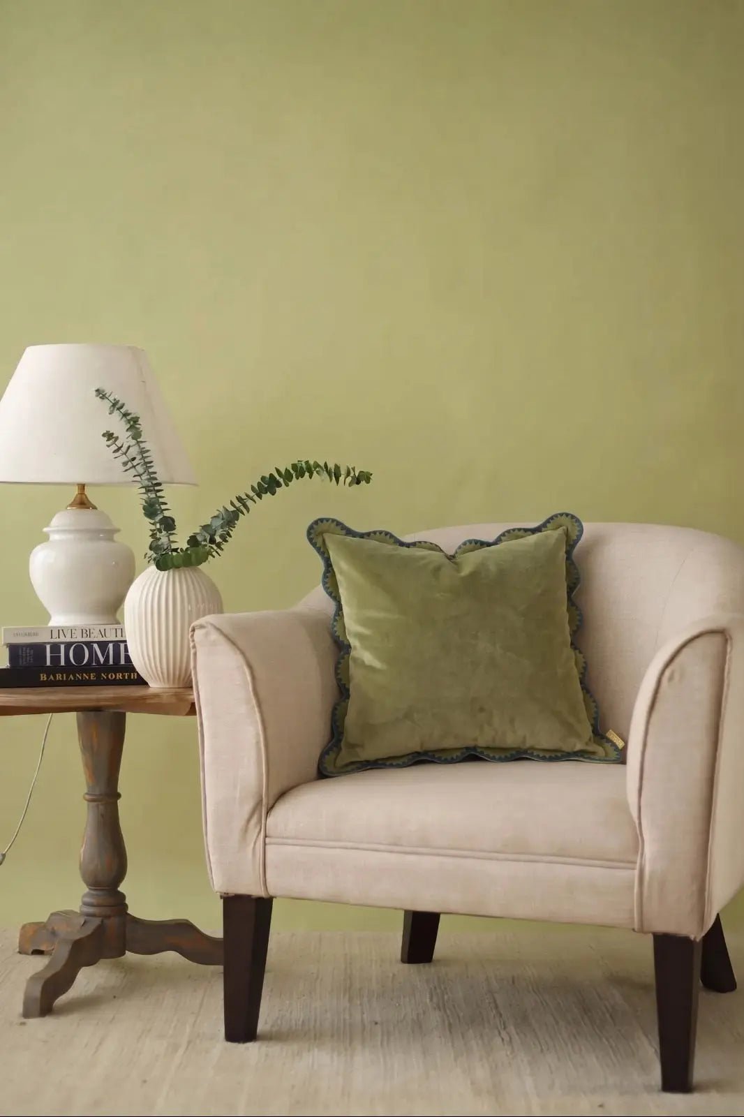 Kussenhoes | Mirage Scallop Moss Green Kussenhoes van Sanctuary Living