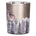 Theelichthouder Set van 2 Ø 7x8 / 10x13 cm Grijs Glas Hert