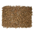Vloerkleed gerecycled leer franjes camel 60x90cm