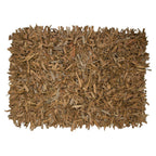 Vloerkleed gerecycled leer franjes camel 60x90cm