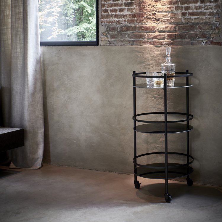 Serveerwagen 48xH96cm 3 lagen zwart Bar