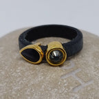 Fancy leren ringen Swarovski & emaille (set van 12 stuks)