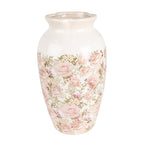 Vaas Ø 21x37 cm Beige Roze Keramiek Rozen