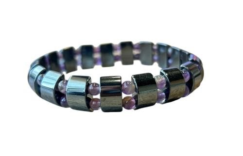 Heren armband Hematiet & Amethist
