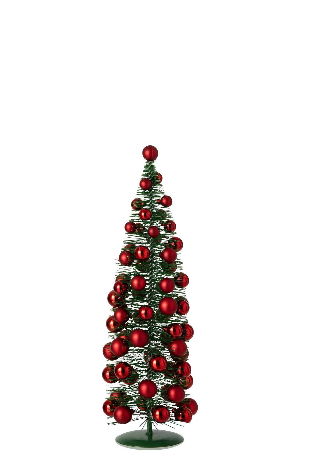 J-Line boom met kerstballen - synthetisch - donkergroen/kerstrood - S