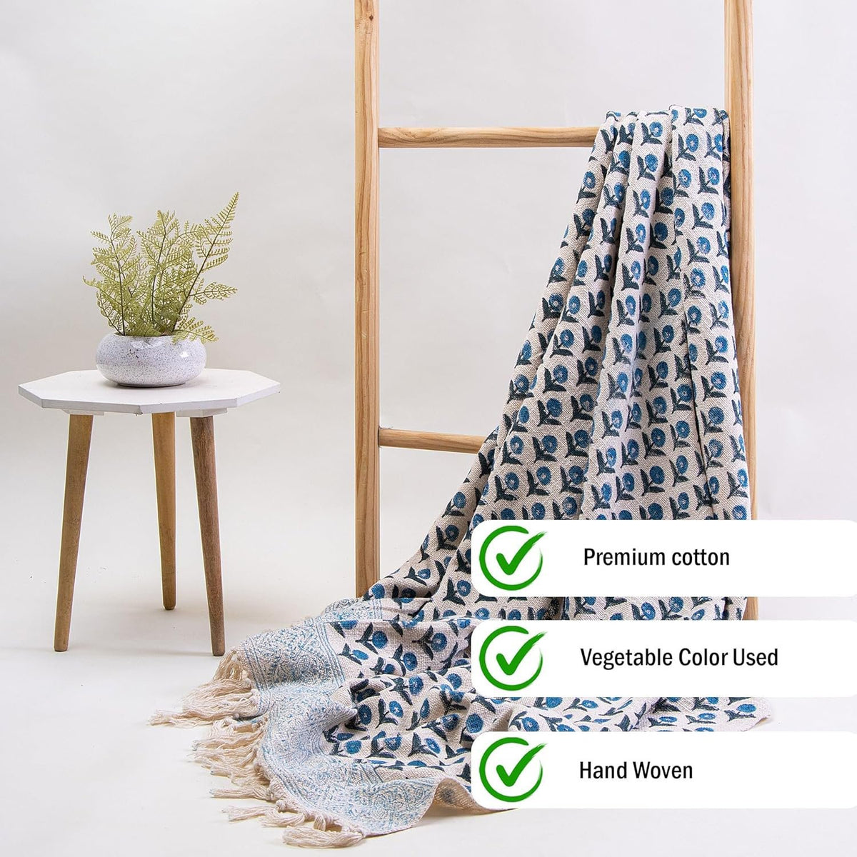 Handgedrukte deken – bankhoes – 100% katoen – 50x70 inch