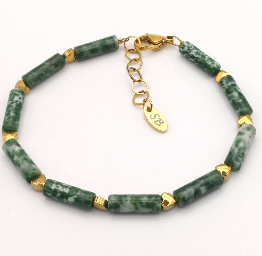 Edelsteen armband Tube met mini hartjes