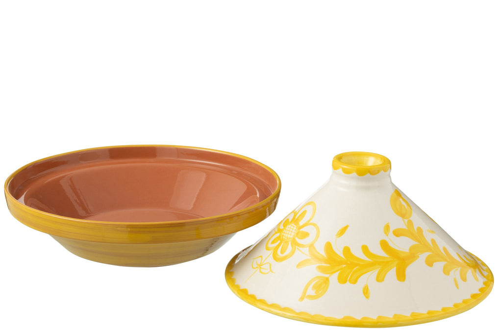 J-Line tajine Granada - keramiek - wit/geel