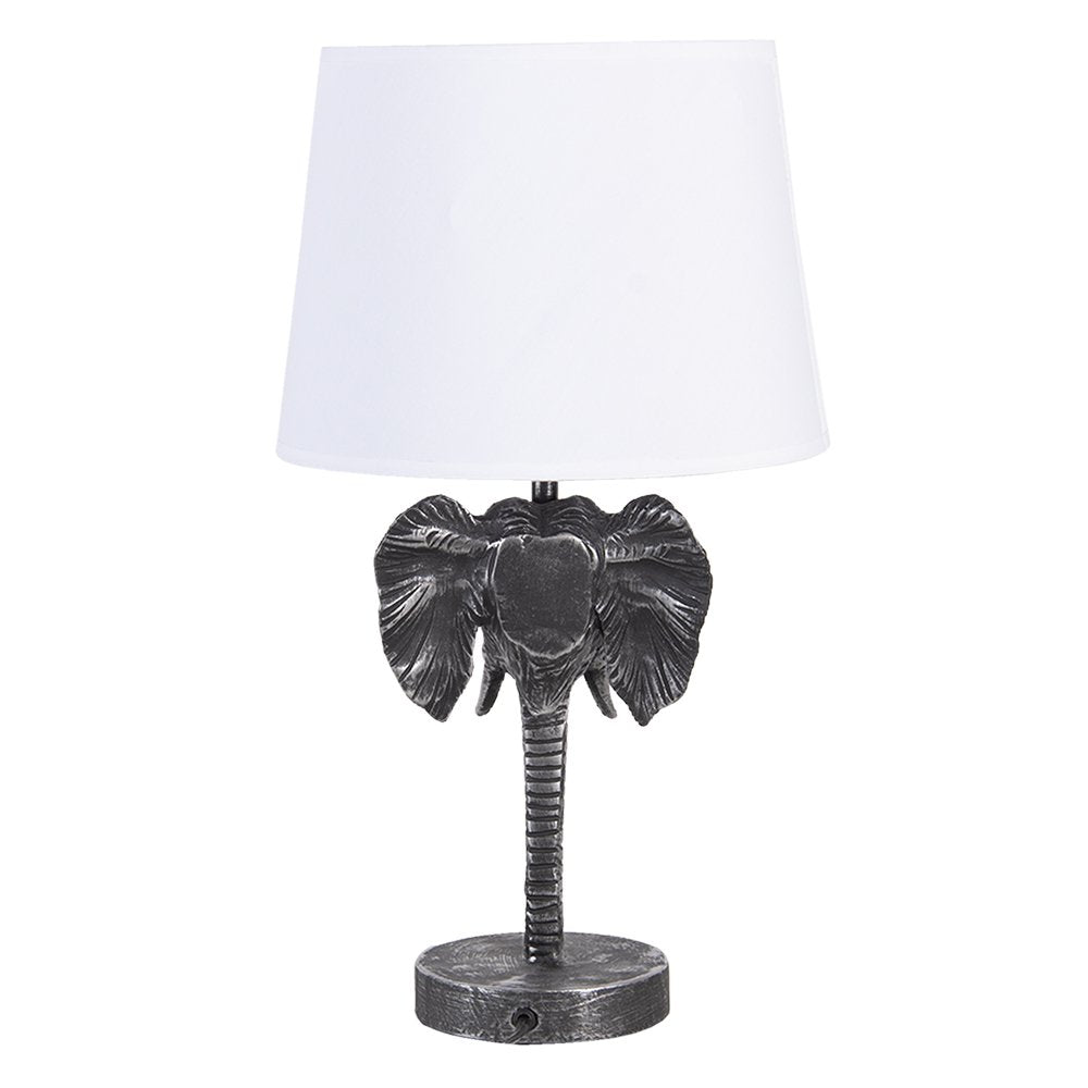 Tafellamp Olifant 23x23x41 cm Zwart Wit Polyresin Bureaulamp
