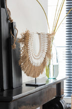 J-Line decoratie Ketting + Staander Schelpen - zeegrass - wit -large