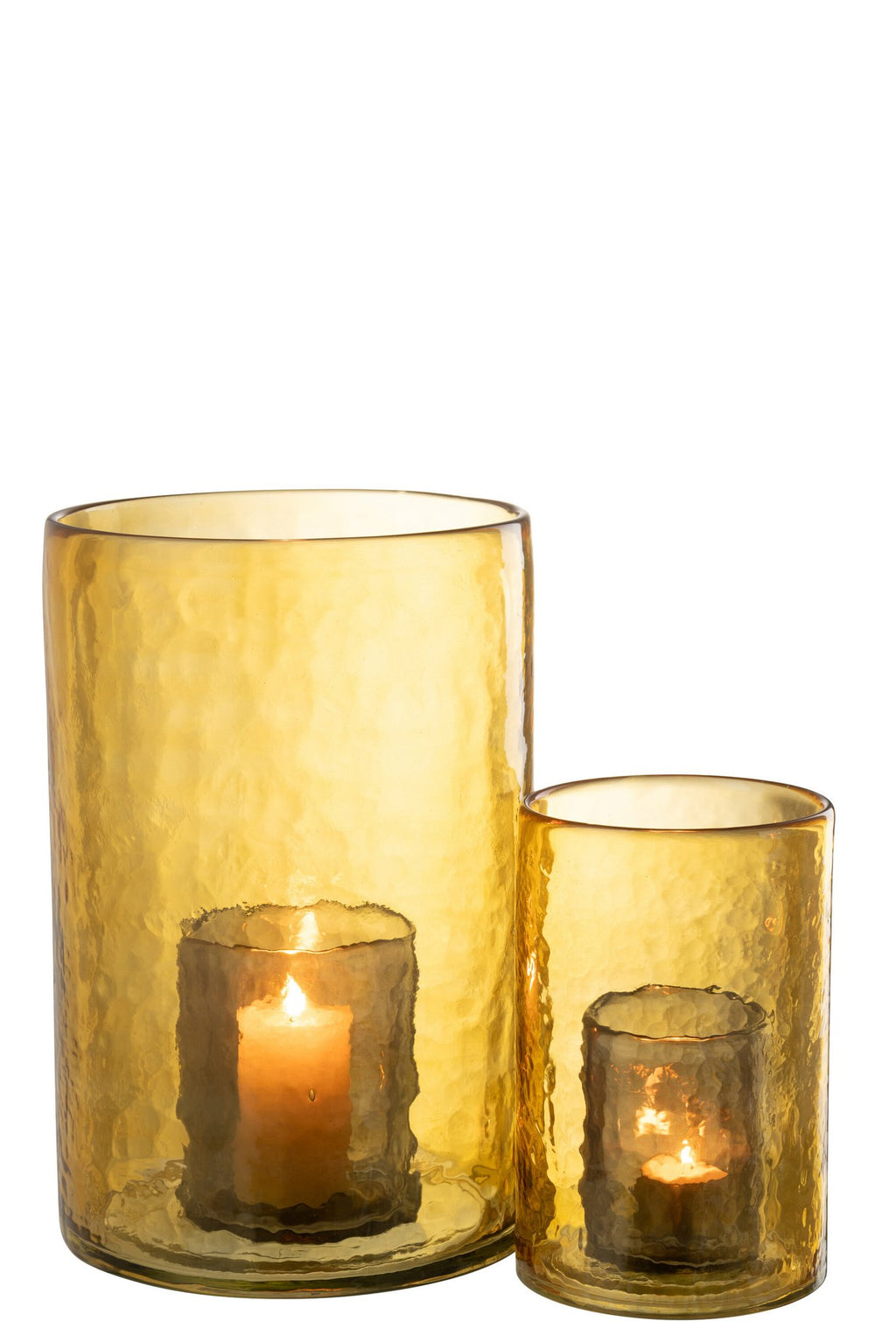 J-Line Windlicht Dubbel Glas Geel Large