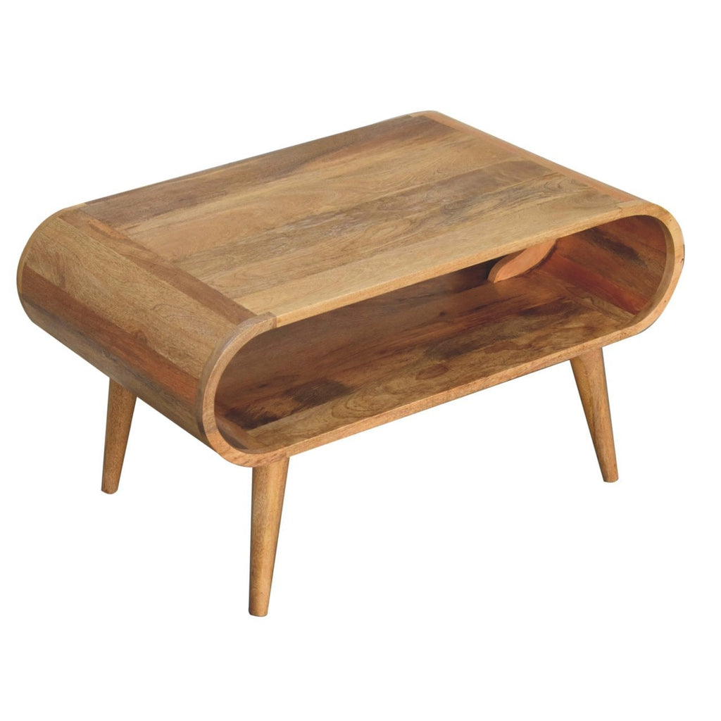 Massief houten open salontafel, licht eiken afwerking