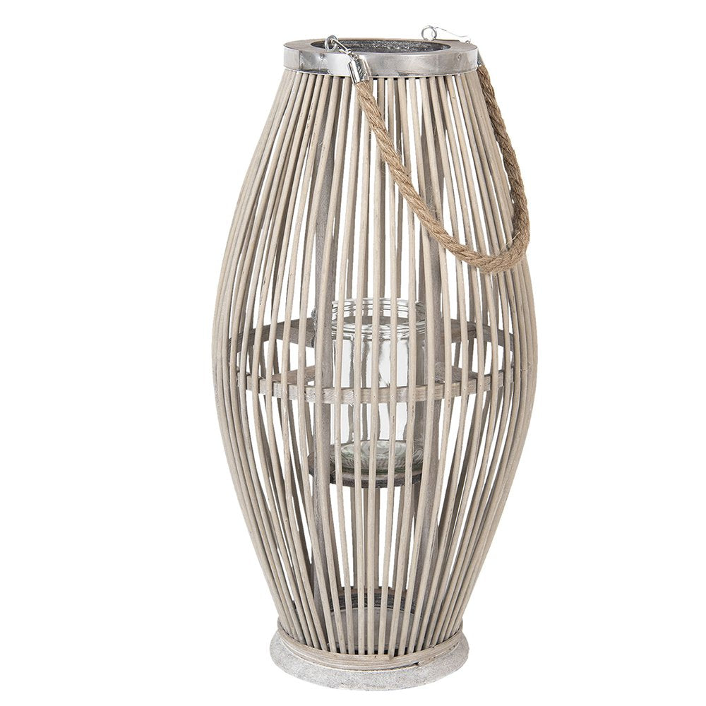 Windlicht Grijs Hout