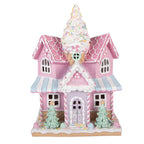 Gingerbread house met LED 21x14x28 cm Roze Kunststof