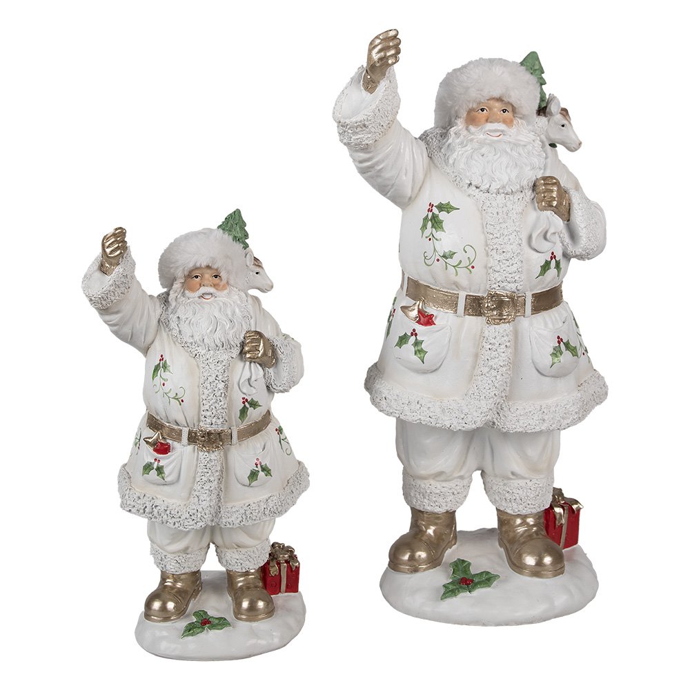 Kerstdecoratie Beeld Kerstman 31 cm Wit Polyresin