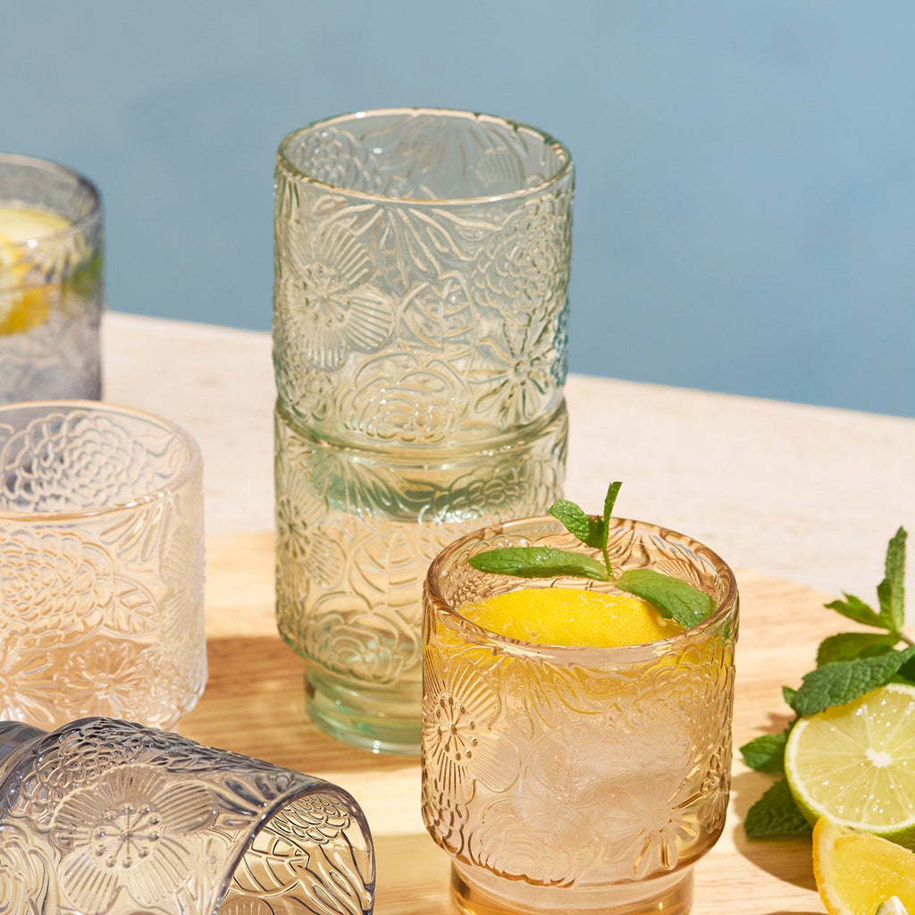 Glas 30cl lichtgroen Flora - Set van 4