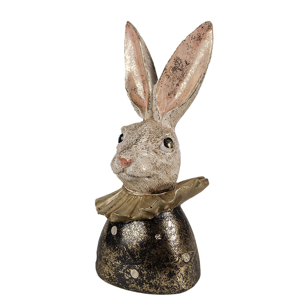 Beeld Konijn 23 cm Wit Goudkleurig Polyresin Paasdecoratie