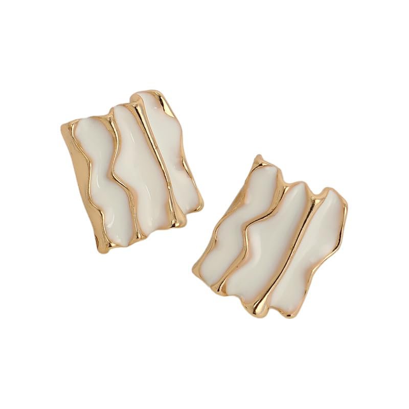 Tastbare oorknopjes – modieuze studs – legeringsmateriaal – opaalwitte kleur – push-back sluiting