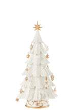 J-Line decoratie Kerstboom Ornamenten - polyresin - wit/goud - S - LED