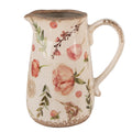 Decoratie Kan 17x12x18 cm Beige Roze Keramiek Bloemen Schenkkan