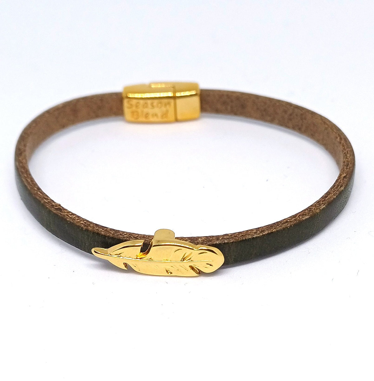 Semplice Plume 24K vergulde leren armband