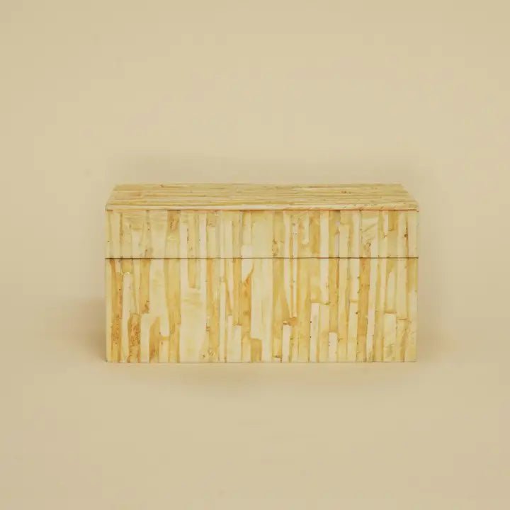 Yellow Striation Elegance Box – Handgemaakte opslag van MDF en hars