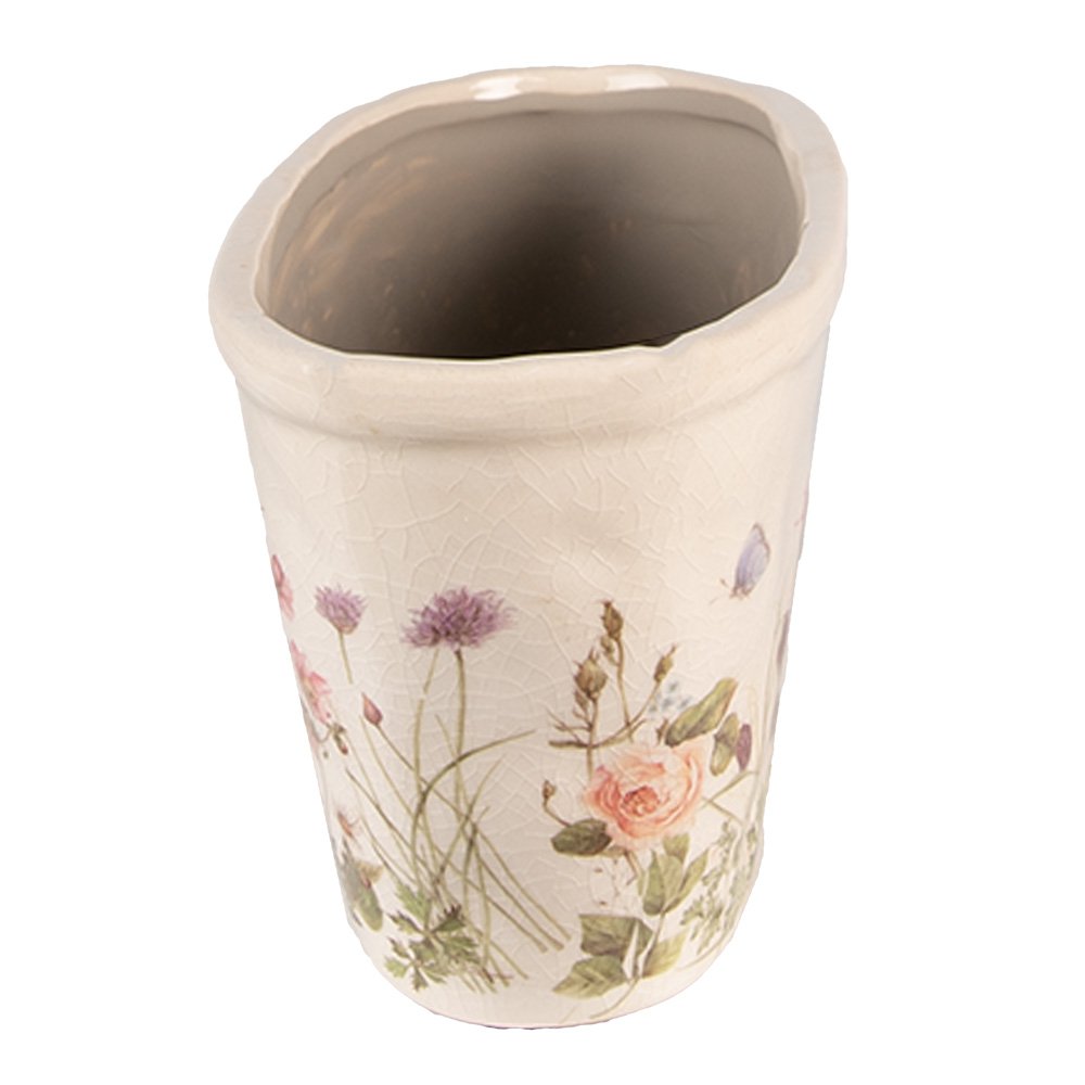 Bloempot 23x10x11 cm Roze Beige Keramiek Bloemen Bloempot Binnen