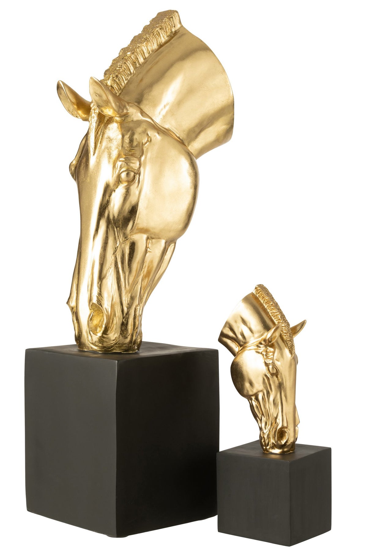 J-Line figuur Paard Op Voet Magnesiumoxide - goud/zwart - L