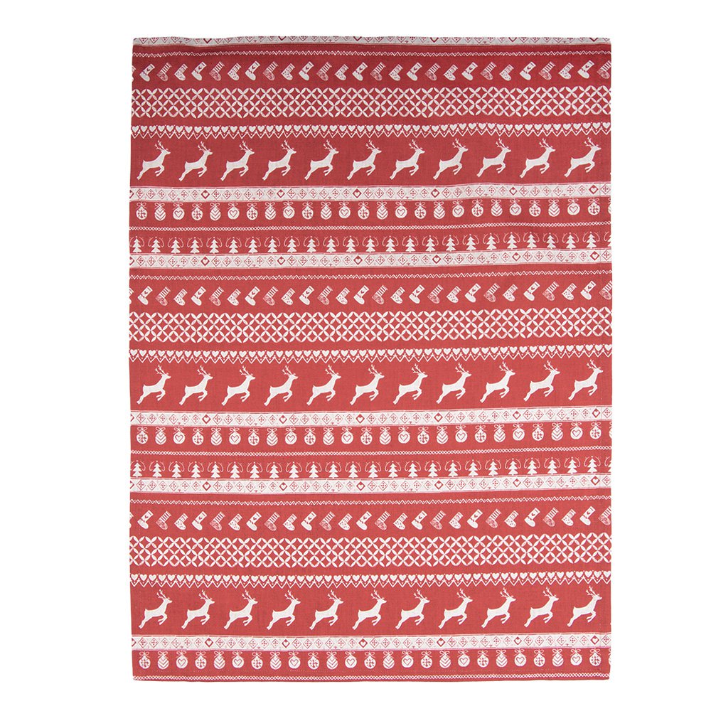 Theedoek 50x85 cm Rood Katoen Hert