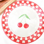 Serveerbord | Keramiek Geruit Kers | Set van 2, 7 inch