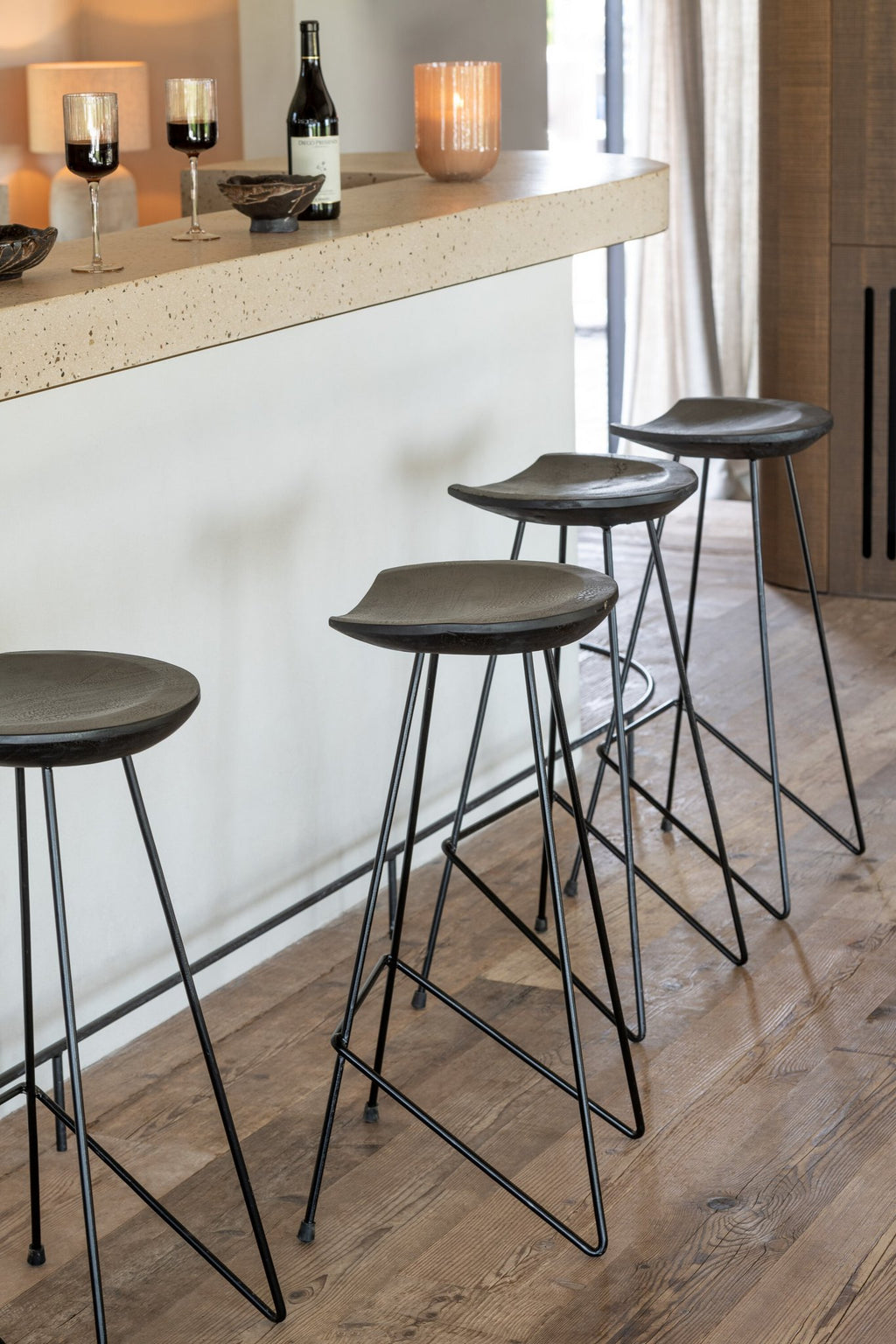 J-Line Barstoel Teak Hout/Ijzer Zwart