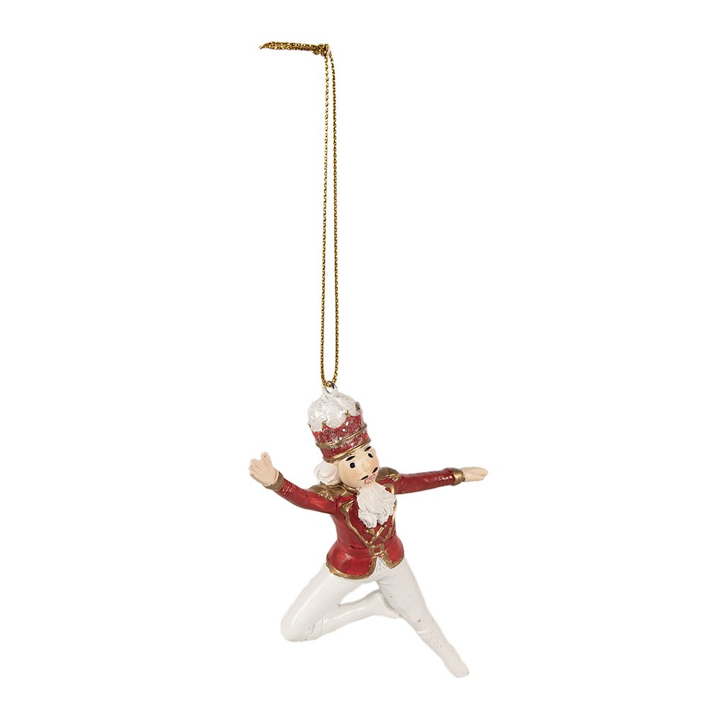 Kersthanger Notenkraker 11 cm Rood Wit Polyresin Kerstboomversiering