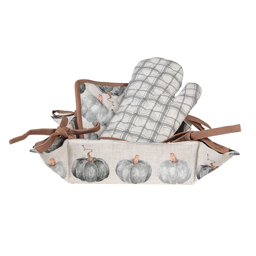 Broodmand 35x35x8 cm Grijs Katoen Pompoen