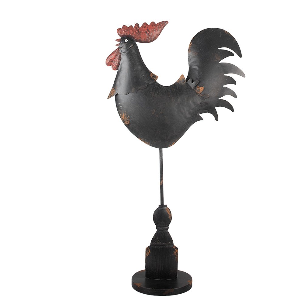 Decoratie Beeld Haan 33x12x64 cm Zwart Metaal