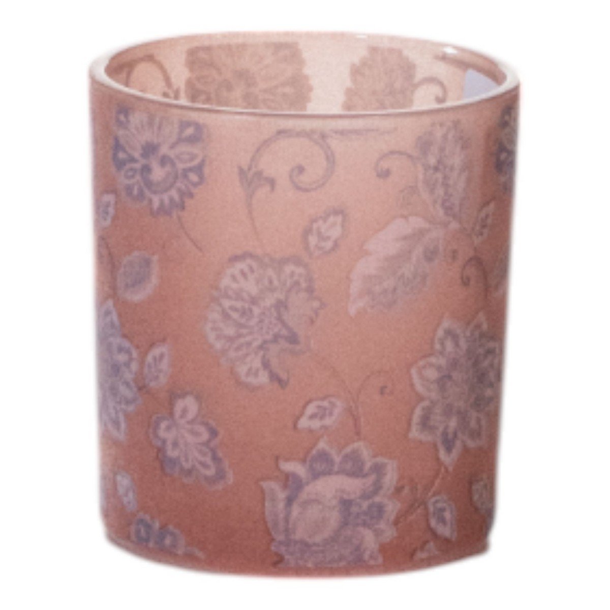 Theelichthouder fluwelen bloemen roze klein 8cm