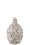 J-Line vaas Zen Rond - porselein - wit/zwart - 30 cm hoog