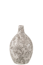 J-Line vaas Zen Rond - porselein - wit/zwart - 30 cm hoog