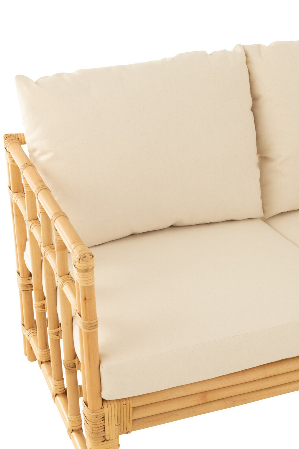 J-Line sofa Elise + kussen 2 Personen - rotan/textiel - naturel/wit