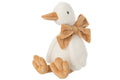 J-Line knuffel Eend - polyester - wit/abrikoos - large