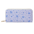 Portemonnee 10x19 cm Wit Blauw Polyester Roosjes