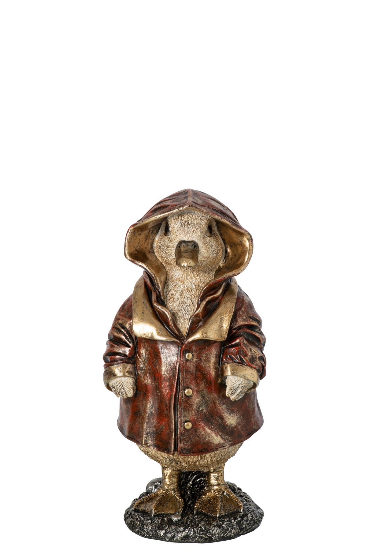 J-Line decoratie Eend - polyresin - koper - small