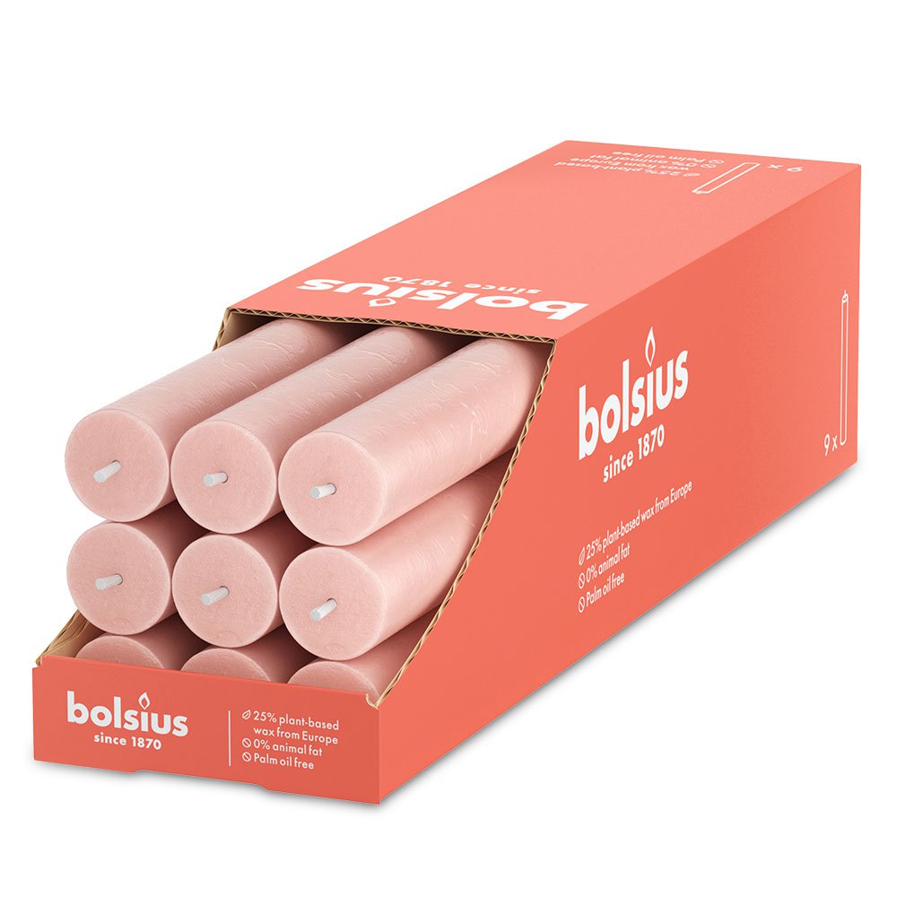 Rustiek tafelkaars XL 9 stuks Misty Pink