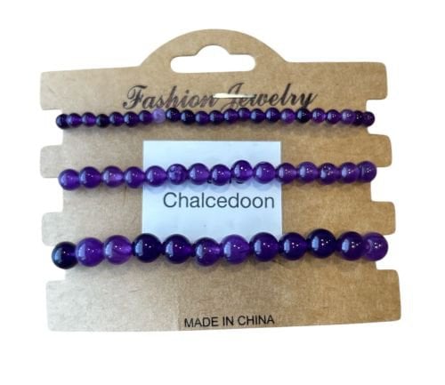 Dames armbanden van paarse Chalcedoon in 3 verschillende varianten