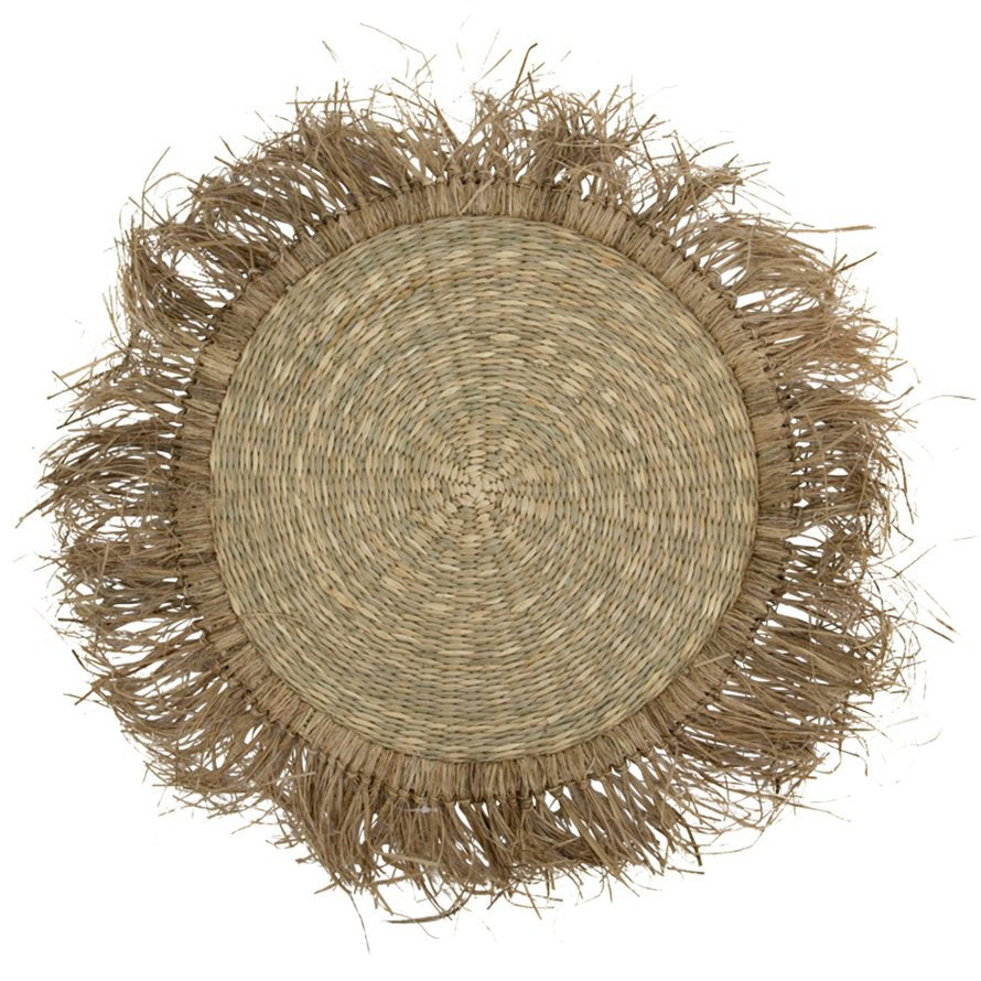 Zeegras vloerkleed rafels dia 90cm