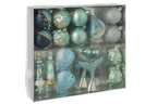 J-Line Doos kerstballen - polystyreen - zilver/blauw