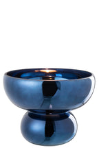 J-Line windlicht op voet Afgerond - glas - blauw - Ø 23 cm