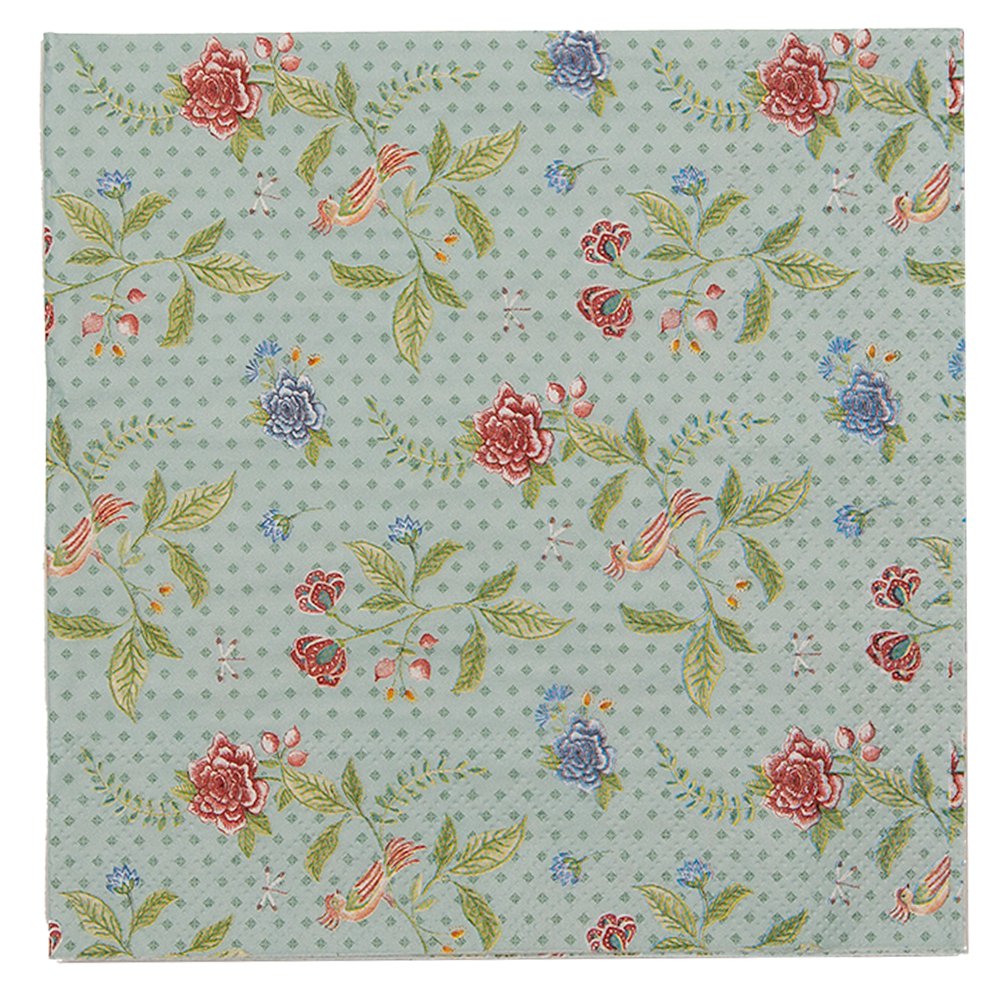 Servetten Papier Set van 20 33x33 cm (20) Blauw Groen Papier Bloemen Servetten Papieren