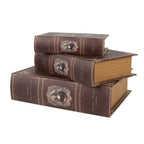 Opbergdoos Set van 3 Boeken 27/22/17 cm Bruin Hout
