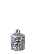 J-Line voorraadpot Patroon - keramiek - wit/blauw